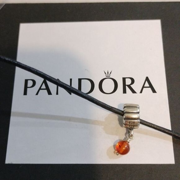 Pandora Retired Sterling Silver Amber November Birthstone Dangle - 790166R - Picture 5 of 5